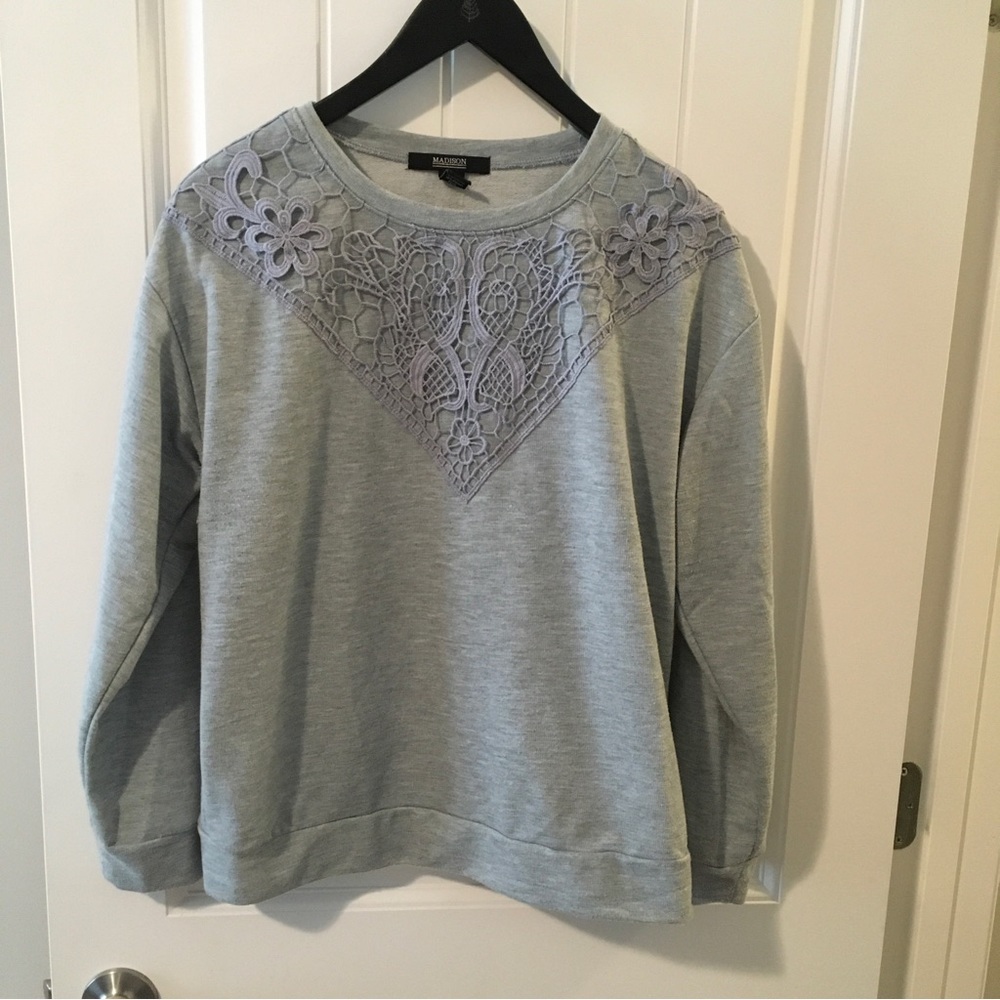 Madison Gray Lace sweatshirt Size S